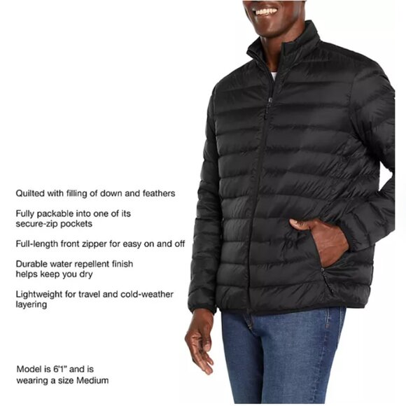 Eddie Bauer Men's Packable Down Jacket Microlight Black Medium NWT - Picture 4 of 14